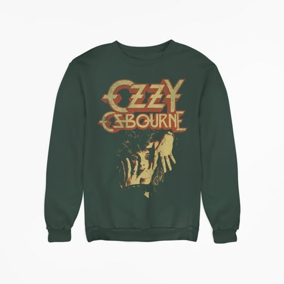 Ozzy Osbourne - Late 80s Vintage Ozzy Jumbo Print Unisex Sweatshirt - Green - Small