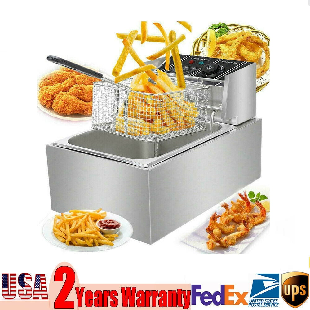 2500W 6.3QT Electric Countertop Deep Fryer Basket Restaurant 6 Liter 