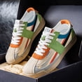 thumbnail image 5 of CORASUN Men's Fashion Athletic Sneakers, Leather and Mesh Mix Breathable Casual Shoes for Streetwear, Gym and Outdoor Activities, Green/Orange, 5 of 8