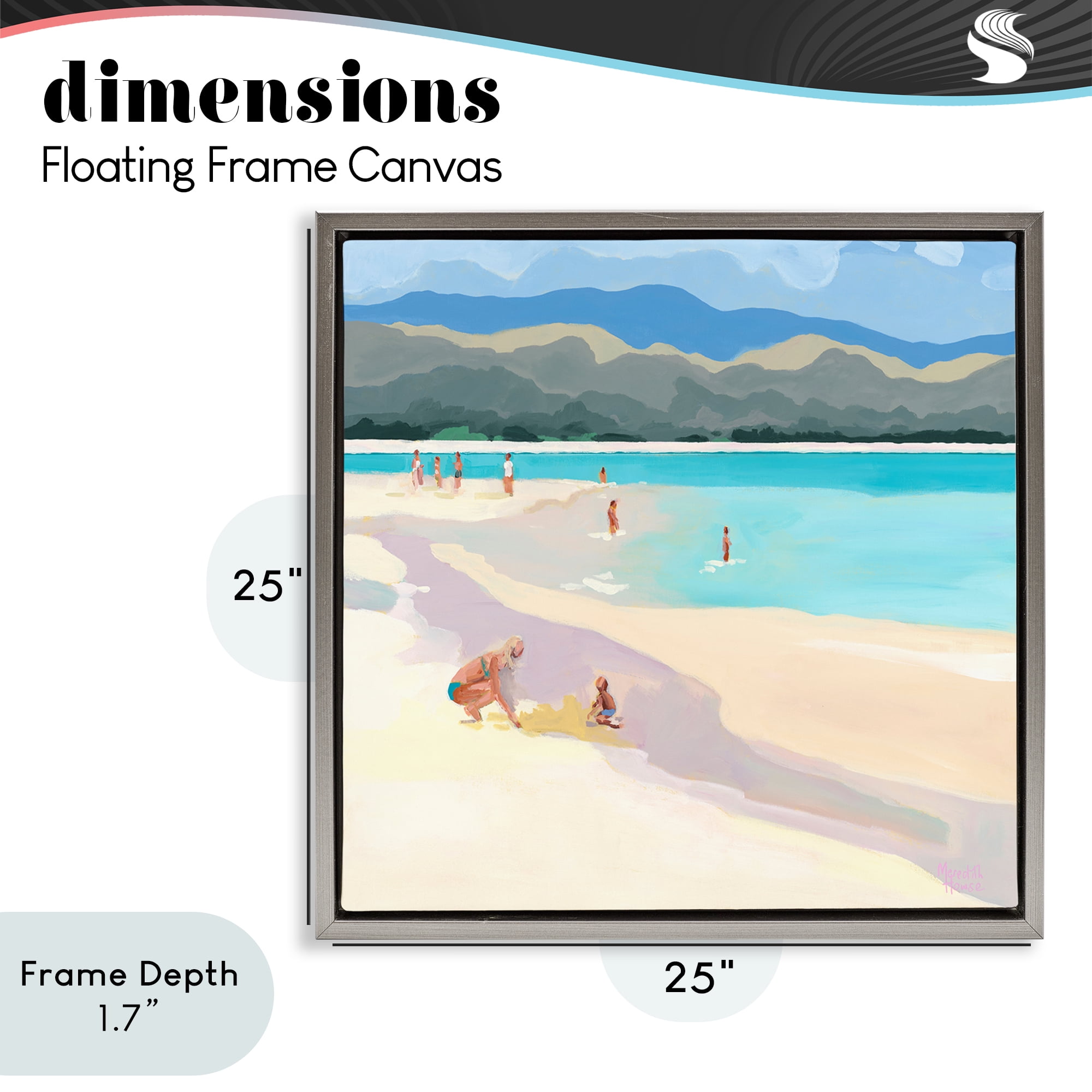 Stupell Industries Mother & Child Beach Scene Gray Framed Floater Canvas Wall Art, design by Meredith Howse