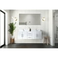 thumbnail image 4 of Glossy White Vanity 60 In. W X 22 D, Quartz Top, Faucet - Two Compartments And Drawers For An Organized Bathroom Bath 60" 22", Included Spacious With Soft Close Feature, 4 of 4
