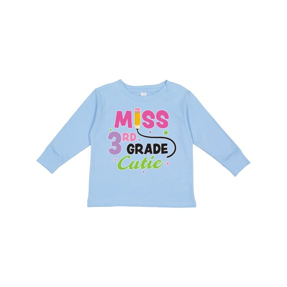 Inktastic Miss 3rd Grade Cutie with Pencil and Stars Girls Long Sleeve Toddler T-Shirt