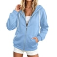 thumbnail image 2 of Lumtrix Zip Up Hoodie Women Long Sleeve Fall Winter Oversized Sweatshirts Zipper Oversized Cute Track Jackets With Pockets Sky Blue L, 2 of 5