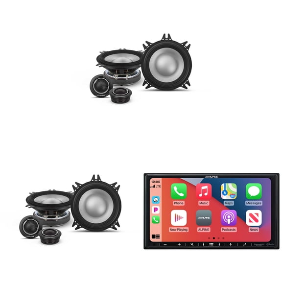 Alpine iLX-407 7-Inch Multimedia Receiver Apple Carplay and Android Auto & 2 Pairs Alpine S2-S40C Type S 4" Component Speakers