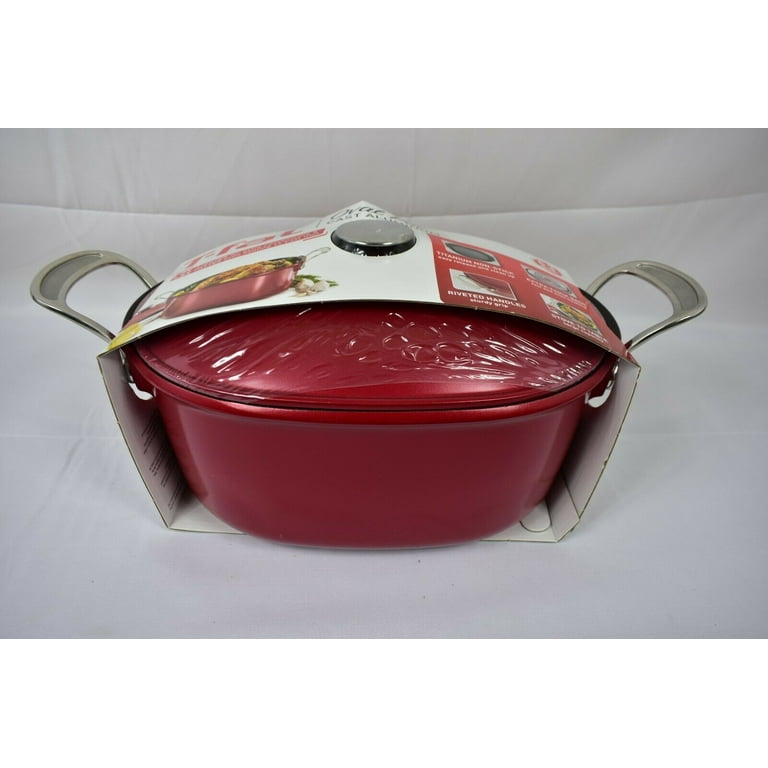 T-fal Oval Covered 6.3qt Cast Aluminum Pot Red Dishwasher Oven Safe Kitchen  Cook 