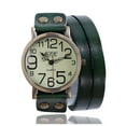 thumbnail image 1 of Reloj de pulsera de cuero de vaca verde vintage para hombres y mujeres, reloj de vestir de cuarzo con pulsera, 1 of 2