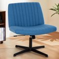 thumbnail image 1 of Chaise de Bureau, Pieds Croisés, Pivotante Sans Roues pour Hommes, Femmes (Bleu), 1 of 1