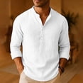 thumbnail image 2 of Men'S Cotton Linen Henley T-Shirt Button Down Long Sleeve Casual Shirts Lightweight Breathable Beach Sweatshirt, 2 of 5