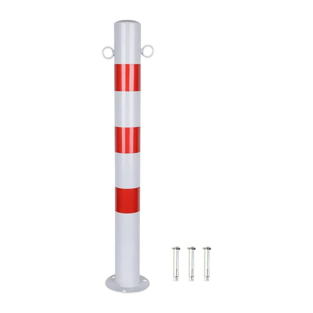 Poste de bolardo de seguridad de 75 cm de alto, accesorio de barrera de estacionamiento para intersecciones de carreteras, áreas al tráfico Anillo 2 rojo y