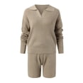 thumbnail image 5 of WILLBEST Wool Sweater Women Women's 2 Piece Outfits Long Sleeve Knit Top and Short Pajama Sets Oversized Sweatsuit Sweater Set Tracksuit, 5 of 5
