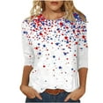 thumbnail image 2 of Yotami 4th of July Shirts for Women Plus Size Casual Independence Day Tops for Holiday Summer Crewneck 3/4 Sleeve Patriotic USA Flag T-Shirt Clothes S, 2 of 4
