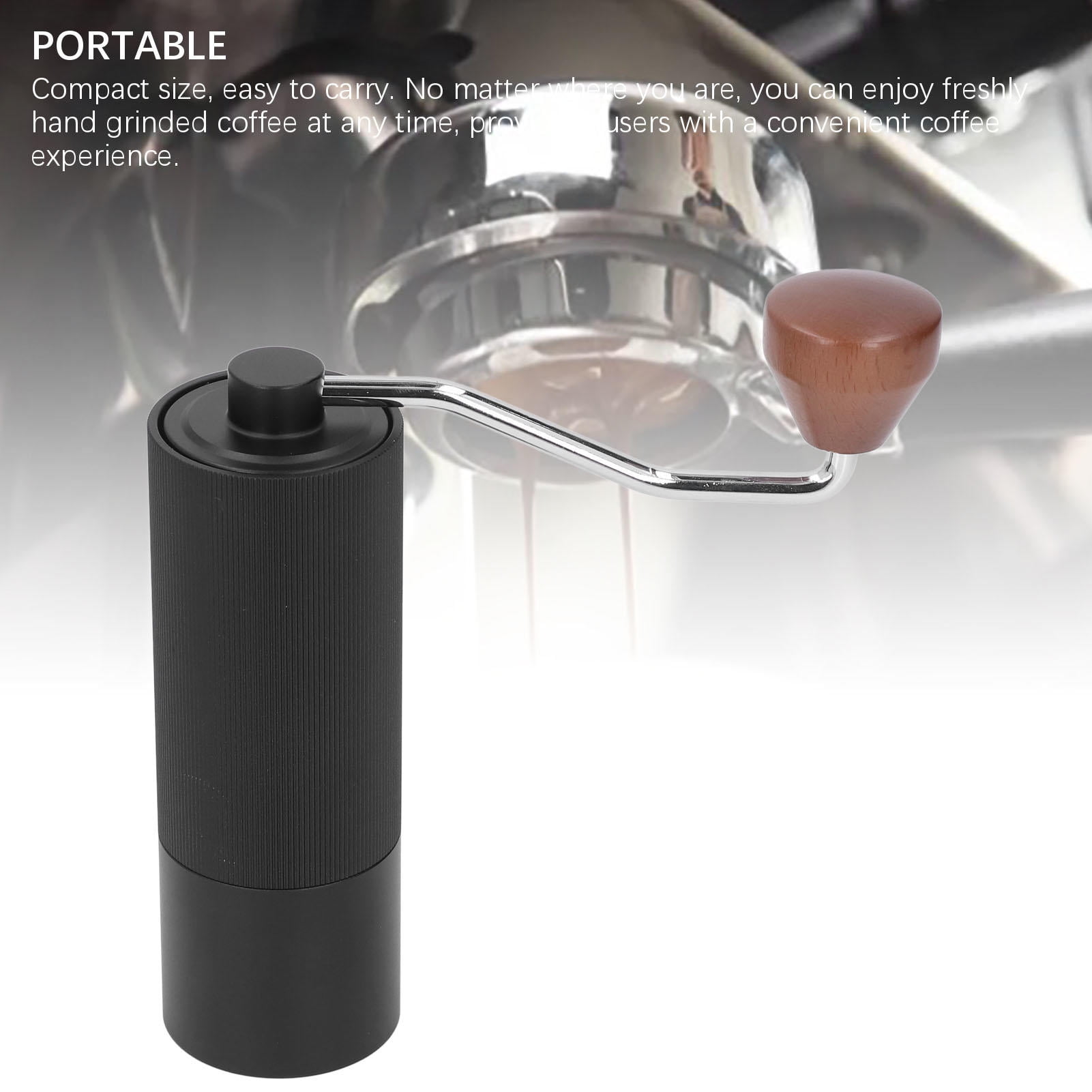 YAHHU Portable Manual Coffee Grinder – Aluminum Alloy & Stainless Steel Core, Adjustable Coarseness, Ideal for Travel & Camping