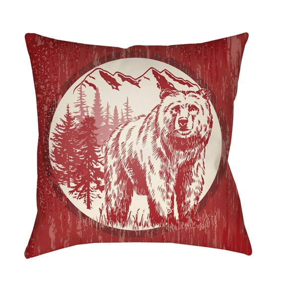 Surya LGCB-BEAR-1818 Lodge Cabin 18" Wide Square Novelty Bear Polyester Outdoor Accent