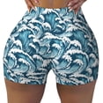 thumbnail image 2 of Uemuo Ocean Waves Pattern Women Workout Impact Shorts Scrunch Butt Lifting Gym Shorts Seamless Booty Biker Shorts-Large, 2 of 8