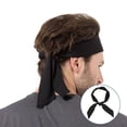 thumbnail image 4 of Head Tie Sports Headband Tie Headband for Running Working Out Tennis Karate Athletics Pirate Costumes (Black), 4 of 4