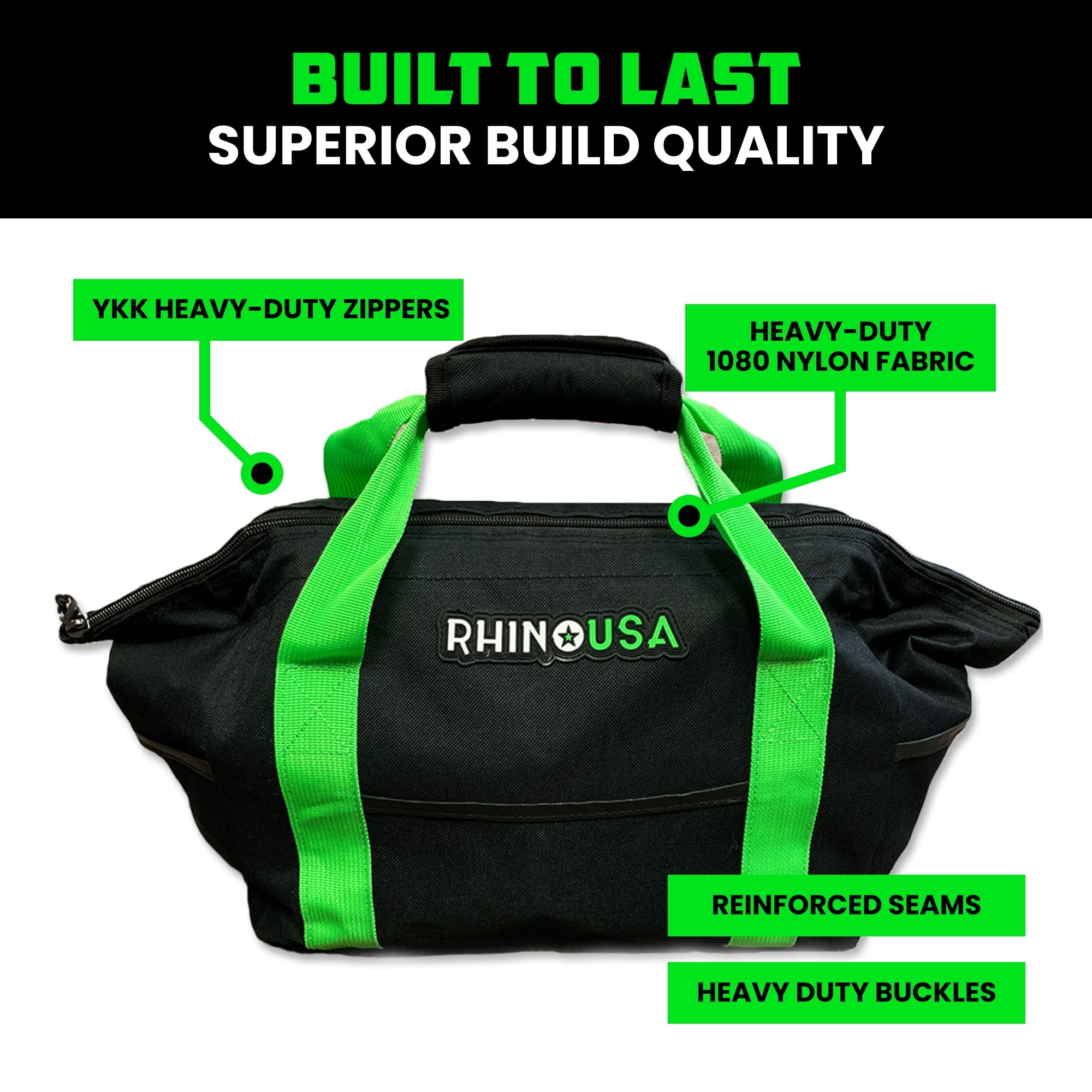 Rhino USA Heavy Duty Recovery Gear Storage Bag - Ultimate Recovery Kit Equipment Bag (Green)