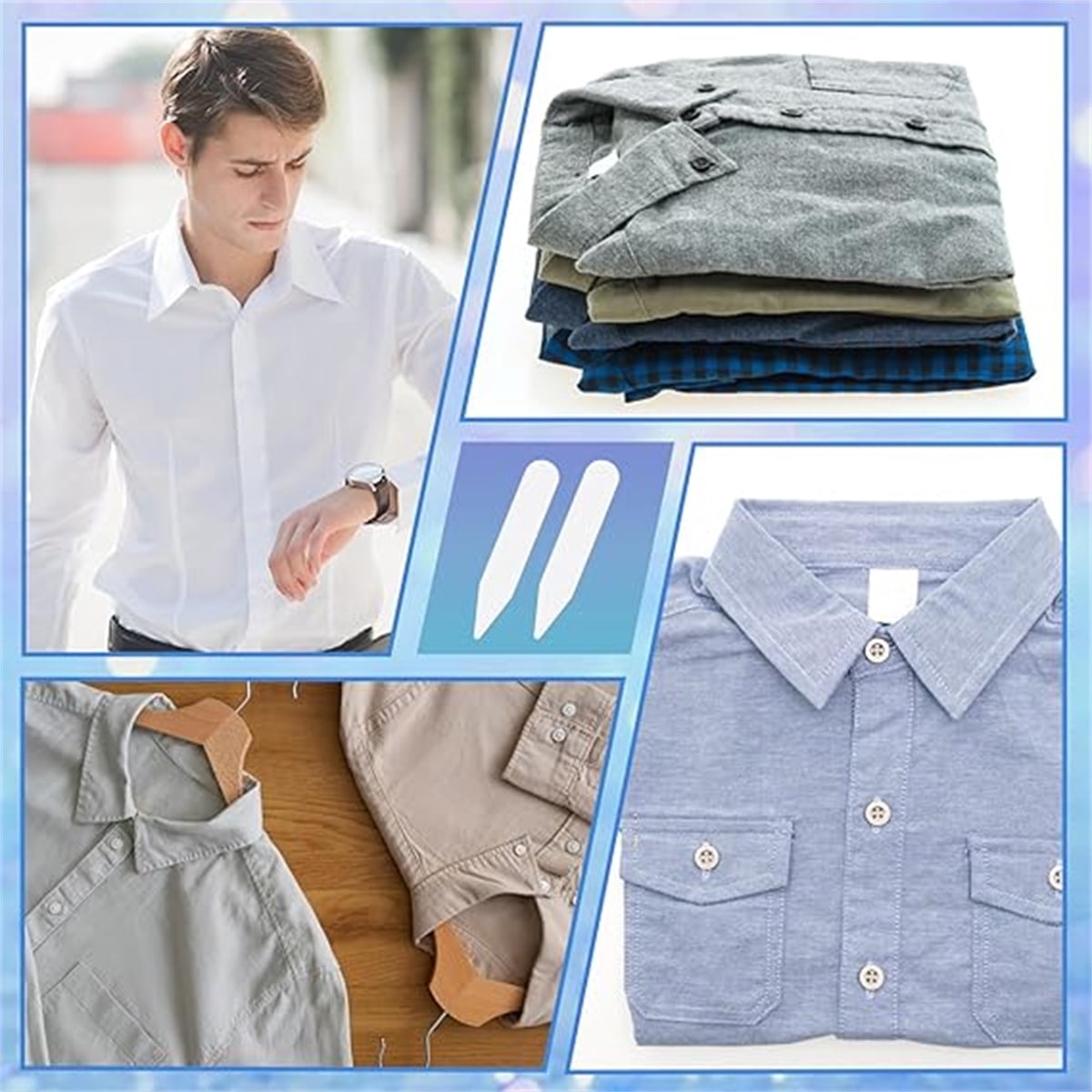 dress shirt plastic collar stays 100 Thick 2.2 inches Plastic Collar Stays for Men Dress Shirts in Portable Case, Men's, Size: All Sizes, White