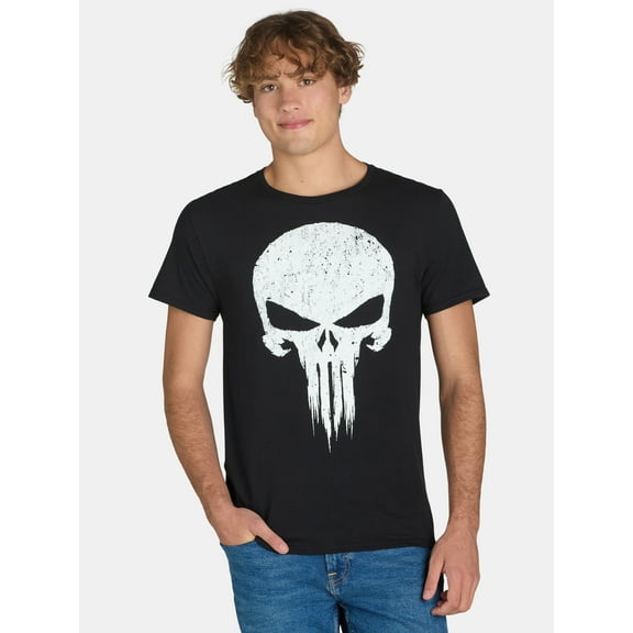 Marvel’s Punisher Skull Men’s & Big Men's Graphic Tee Shirt, Sizes S-3XL