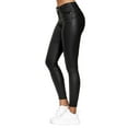 thumbnail image 6 of Women Stretchy Faux PU Leather Pants High Waist Skinny Leggings Elastic Ladies Plus Size Trousers, 6 of 7