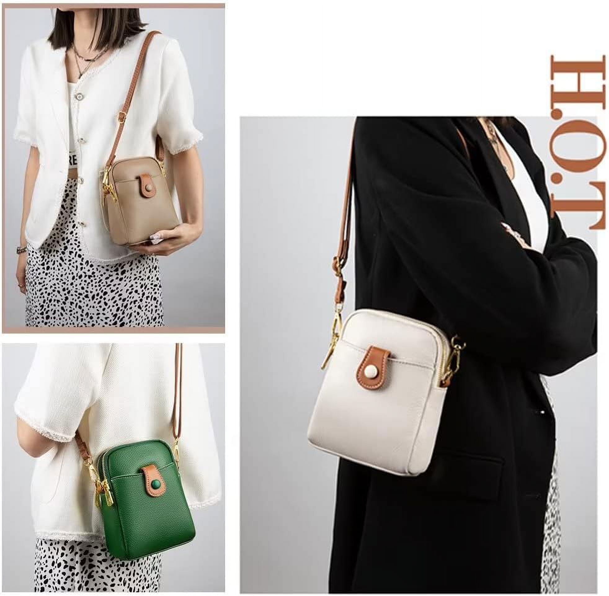 Small Crossbody Bag for Women Genuine Leather Cell Phone Purse Lightweight Shoulder Bag Vintage Daily Wallet Bag