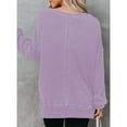 thumbnail image 5 of ZOELNIC Womens Waffle Knit Crewneck Sweatshirts Long Sleeve Side Slits Casual Pullover Sweatshirt Tops, M, 5 of 6
