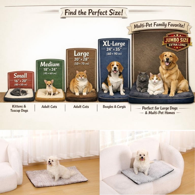 2-Pack Self Warming Cat Beds 23x35 - Thermal Heating Mats For Indoor/Outdoor Cats & Dogs