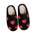 thumbnail image 2 of Women'S Slipper Heart Love Indoor Outdoor House Slipper Fuzzy Fluffy House Shoes Valentine'S Day Gift Cute Flat Slides Black US: 8.5, 2 of 9