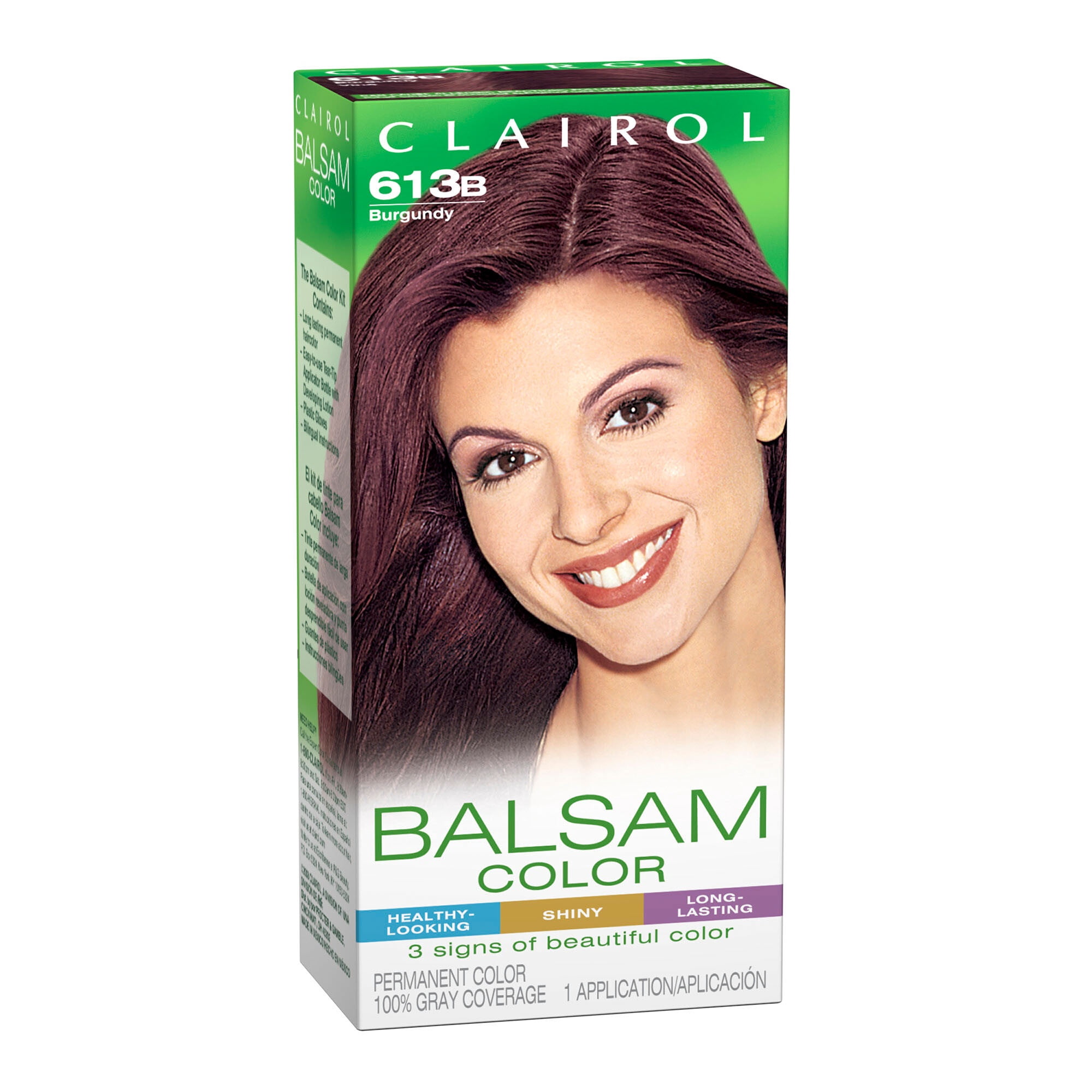 Clairol Balsam Color Long Lasting Permanent Hair Color Kit, 613B Burgundy, 4 fl oz