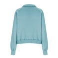 thumbnail image 4 of YUGYXL Teen Girl Half Zipper Sweatshirts Womens Solid Color Collared Pullover Cropped Comfy Hoodies Blue L, 4 of 5