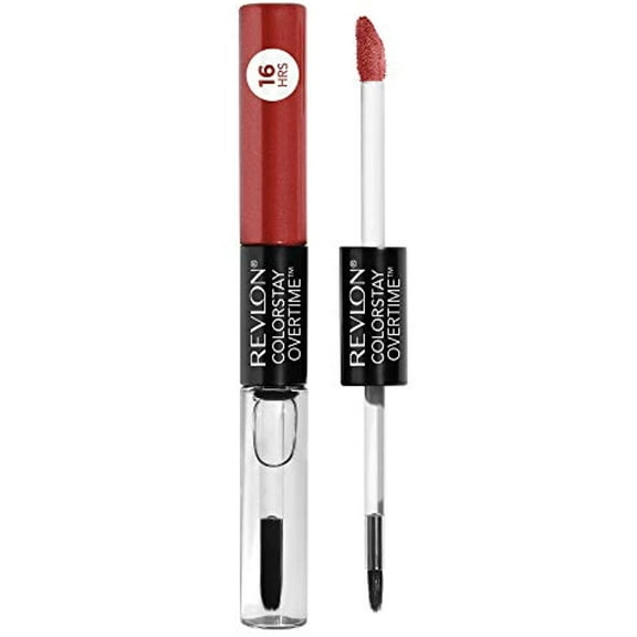 Revlon Colorstay Overtime Lipcolor, Dual Ended Longwearing Liquid Lipstick With Clear Lip Gloss, With Vitamin E In Red / Coral, Constantly Coral (020), 0.07 Oz