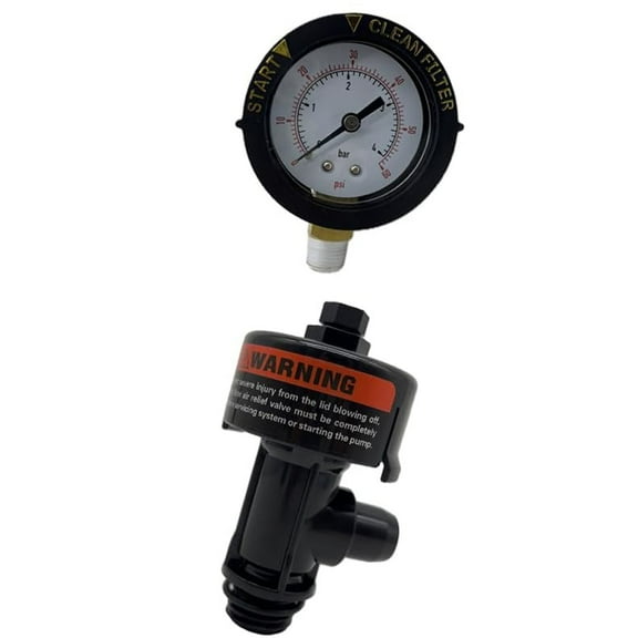 ACA 98209803 Air Relief Valve and 190058 Pressure Gauge for Pool and Spa Filter