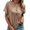 Brown, variant on Women's Button Cotton Top Solid Short Sleeve T-Shirt Spring Summer Fashion Blouses
