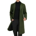 thumbnail image 1 of Abrigo de hombre INSPIRE CHIC de un solo botón con solapa, de manga larga y abertura trasera, color verde oscuro, 1 of 7