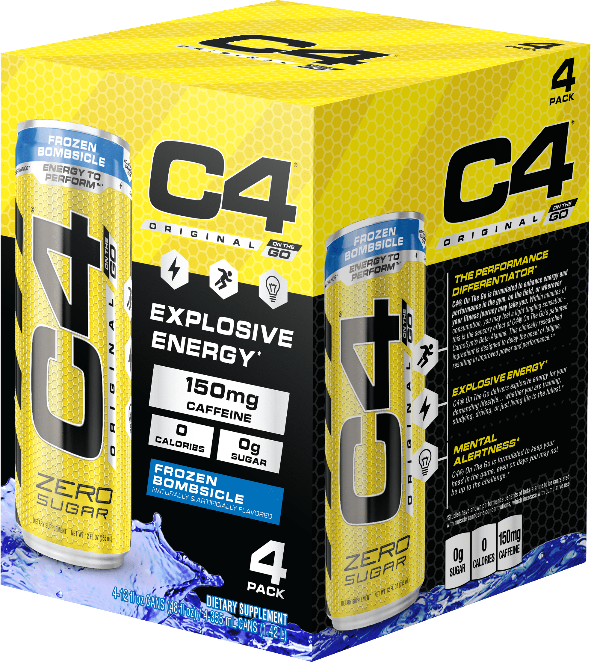 C4 Original Sugar Free Energy Drink 12oz (Pack of 4