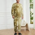 thumbnail image 2 of Elegant Gold Christmas Snowflake Men's Pajama Set Sleepwear Pjs Lightweight Long Sleeve Crewneck Shirts and Bottoms Soft Comfy Sleep Sets L, 2 of 5