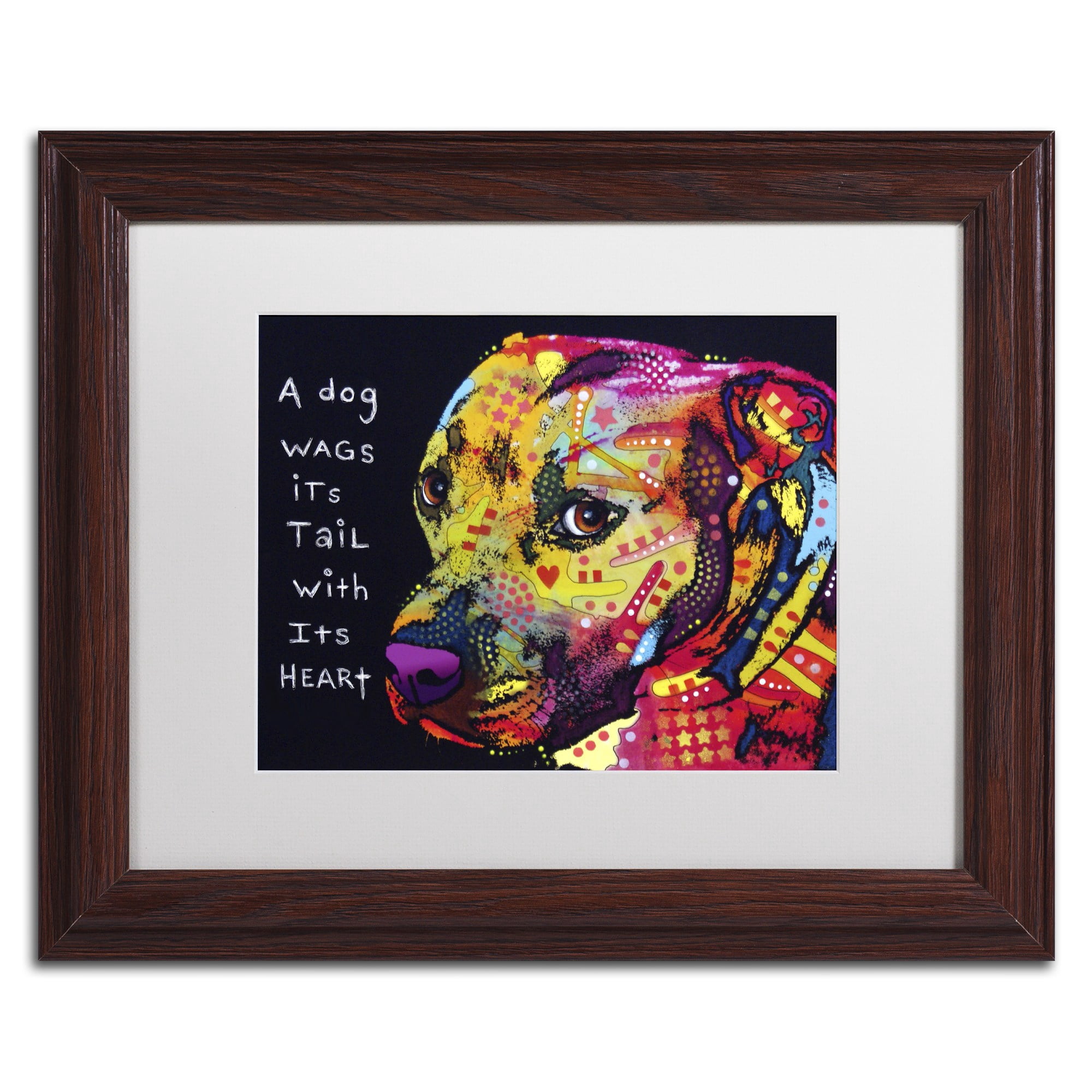 Trademark Fine Art "Gratitude Pitbull" Canvas Art by Dean Russo, White Matte, Wood Frame