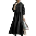 thumbnail image 3 of Avamo Robe Femme à Capuche Col Midi Manches Longues Décontractée Automne Noir 2TG, 3 of 3