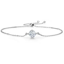 Gem Stone King 925 Sterling Silver White Zirconia Solitaire Bracelet for Women (1.50 Cttw, Round Cut 6MM)