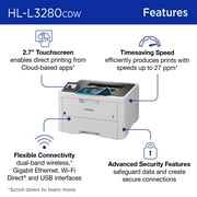 Brother HL-L3280CDW Wireless Compact Digital Color Printer with Laser Quality Output, Duplex and Mobile Printing & Ethernet