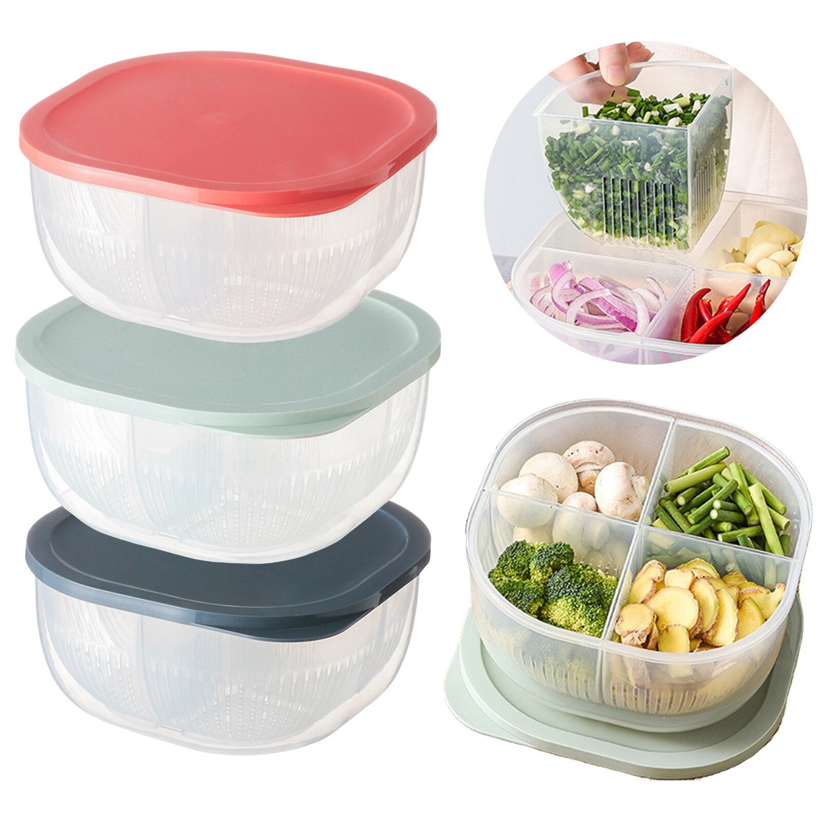 Vegetable Storage Box with Filter, refrigerator Food Fresh Box with