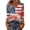 Multicolor, variant on Wutalume Women's 3/4 Sleeve American Flag Top - Stars and Stripes Independence Day Print V-Neck T-Shirt, 4th of July Outfits for Women, 3/4 Length Sleeve Womens Tops,Beige L