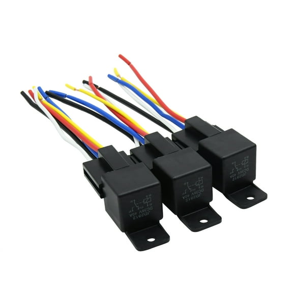 REGALWOVEN 3pcs DC 36V 40A SPDT Car Relay 5 Pin 5 Wires w/ Harness Socket Plug