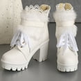 thumbnail image 6 of Wavsuf Work Boots for Women Soft Toe Oversized Short Ankle-High with High Heel Winter White Shoes Size 40, 6 of 6