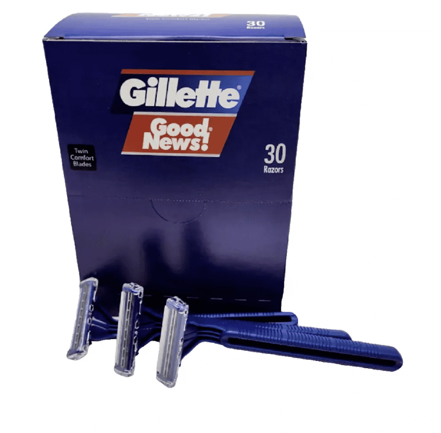 Good News Disposable Razors Twin Blade Box of 30 Razors Lubricating strip with Pivoting Head
