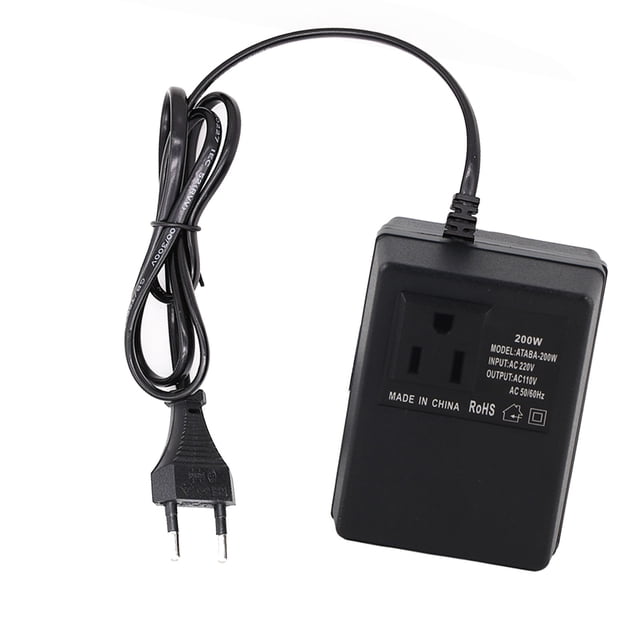 Convertidor De Voltaje De CA De 220 V A 110 V Convertidor De Voltaje De 200 W Adaptador De Corriente Portátil Para Viajes Negro