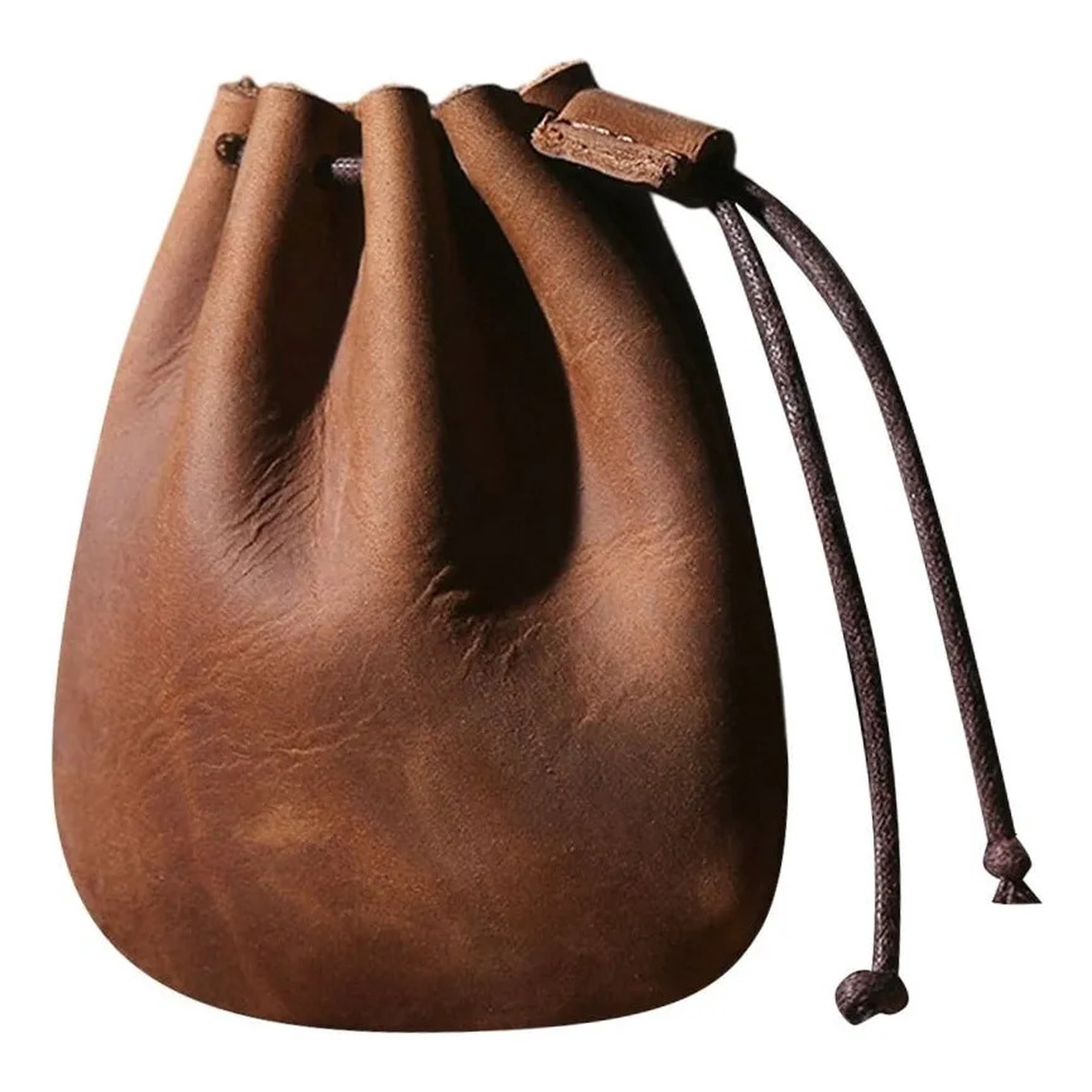 Leather Strap Drawstring Coin Bag Wallet Handbag