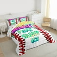 thumbnail image 3 of Feelyou Cartoon Desserts Kids Full Size Comforter Sets, Baseball Ice Hockey Bedding Comforter Set, Happy Birthday Party Reversible Bedding Sets, Lightweight Room Decor, 3-Piece, 3 of 8