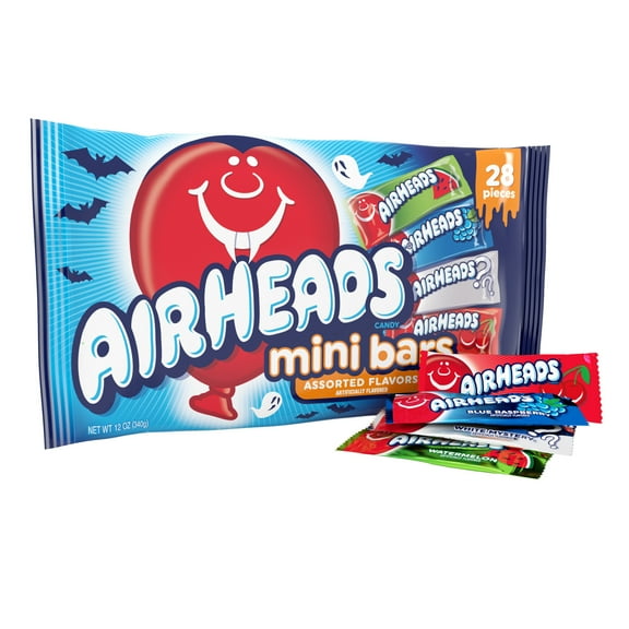 Airheads Halloween Candy Variety Bag, Individually Wrapped Assorted Fruit Mini Bars, Nut Free, 12 oz