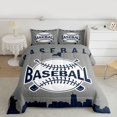 thumbnail image 2 of Homewish Baseball Print Kids Full Size Comforter Sets, Cartoon Ball Game Bedding Comforter Set, Modern Sports Theme Reversible Bedding Sets, Grey Navy Lightweight Room Decor, 3pcs, 2 of 8