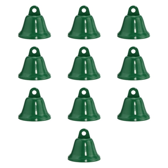 10 Pieces Christmas Bell Set, Metal Cutout Craft Bells Hanging-on Ornaments for Christmas Tree Christmas Decoration, Red Green White, 1.5”